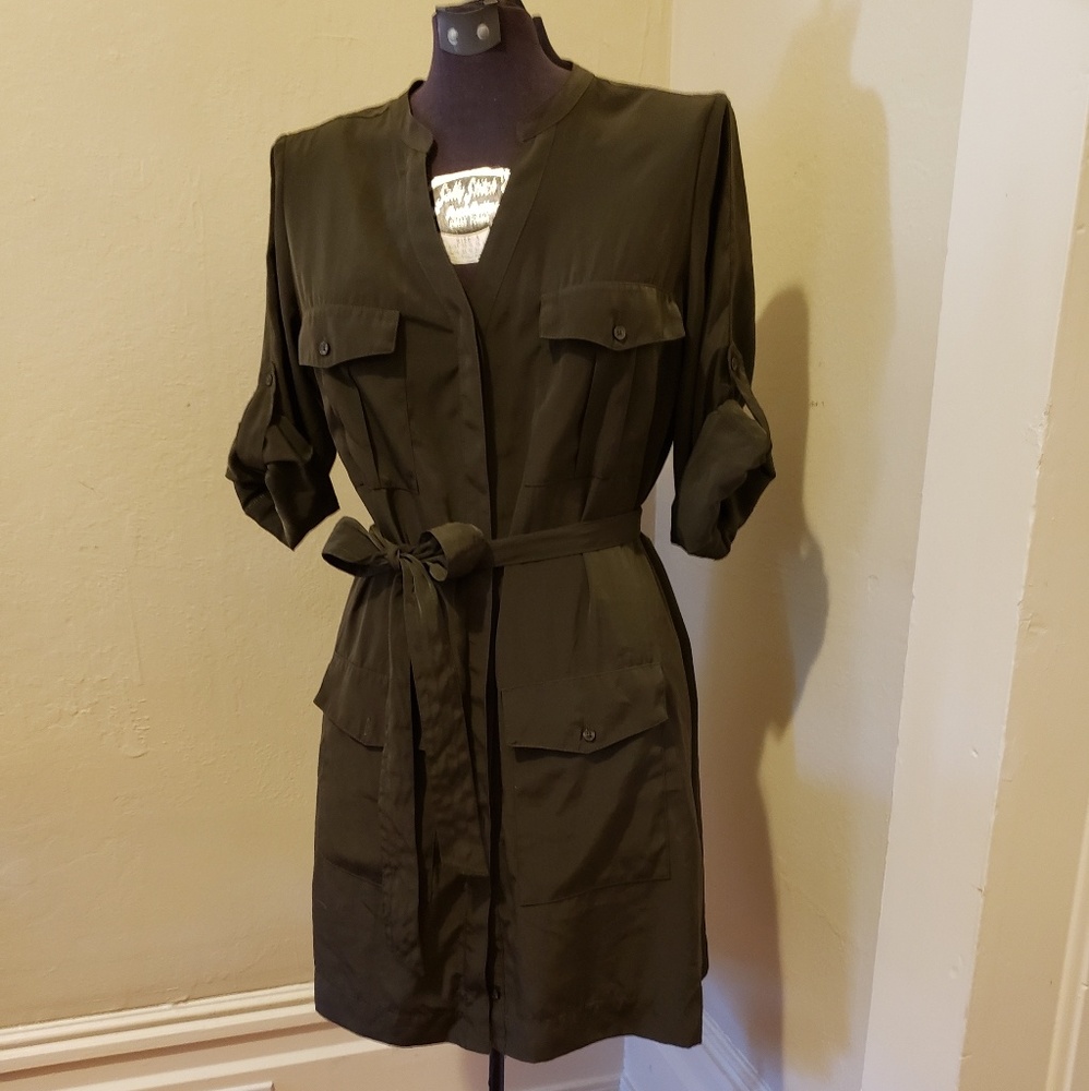 Express Olive Green Utility Shirtdress